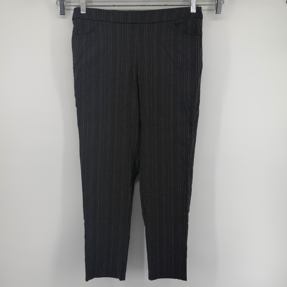 Alfred Dunner Women's Pants Black Pinstripe‎ Stretch pull on pants Size 8